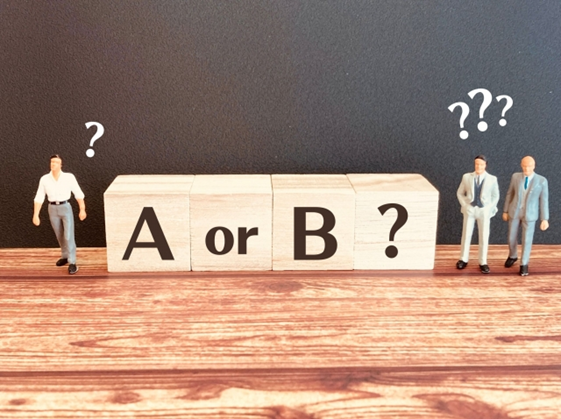 AとBの選択肢を示す写真