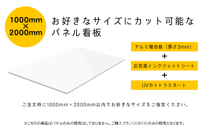 パネル看板　1000mm×2000mm　サイズフリー