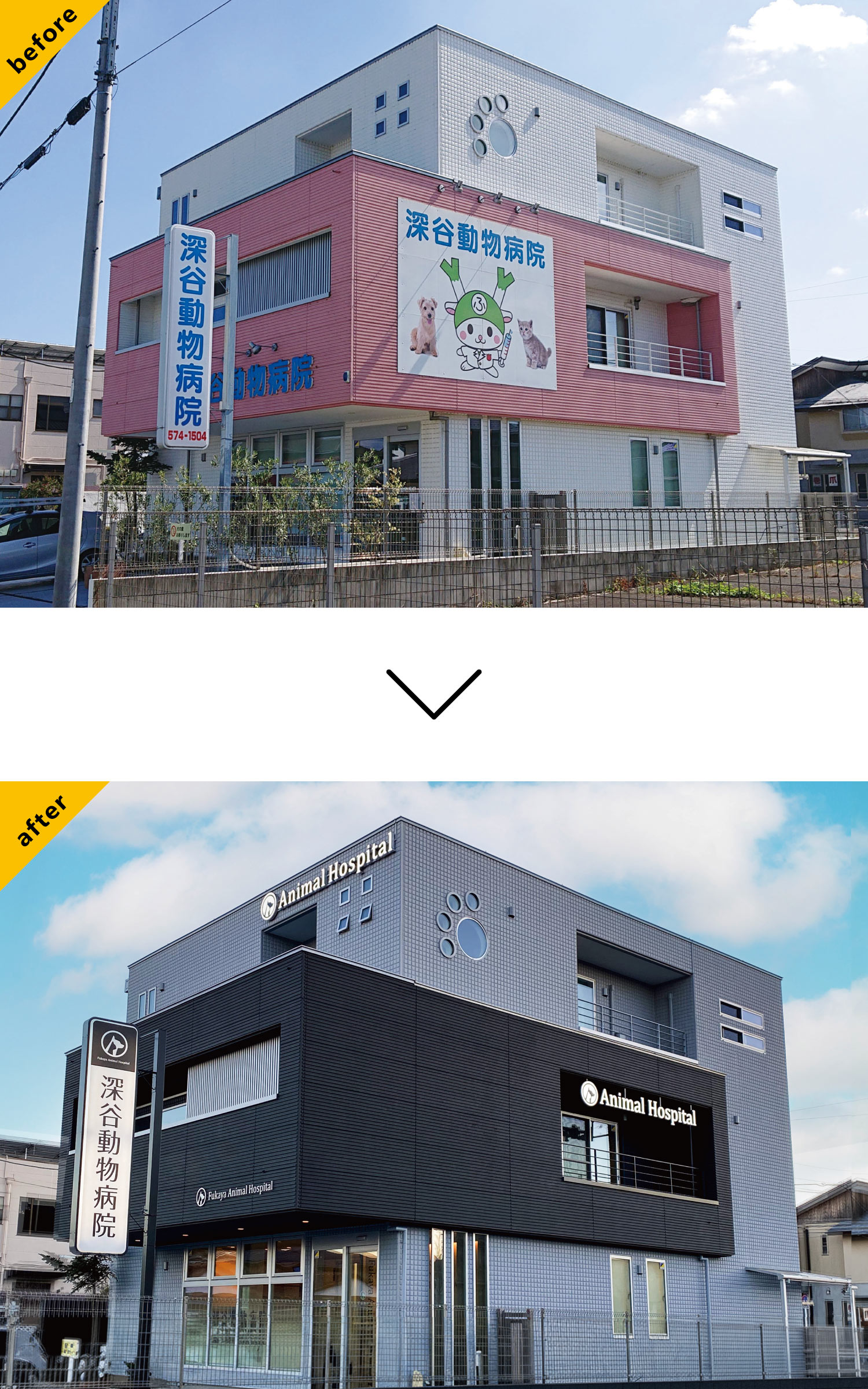 動物病院--おしゃれな看板-before-after